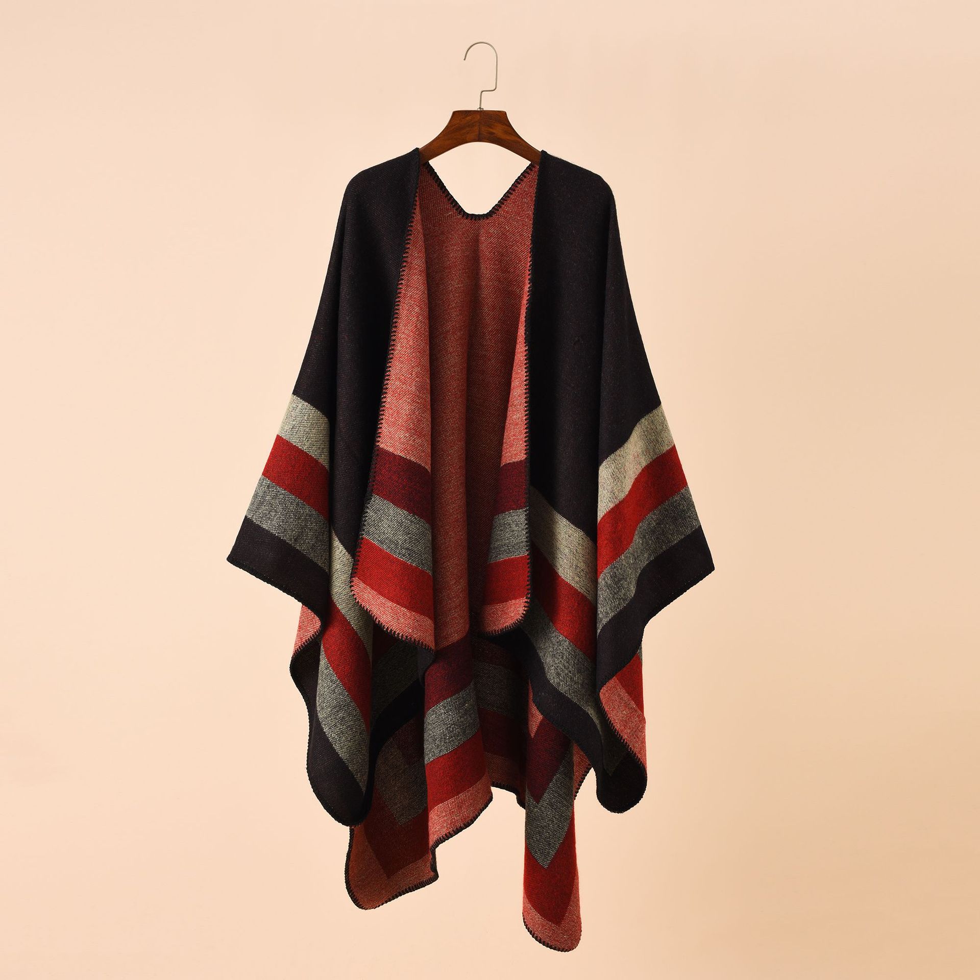 Women'S Fashion Poncho - 2024 nova moda inverno quente xadrez