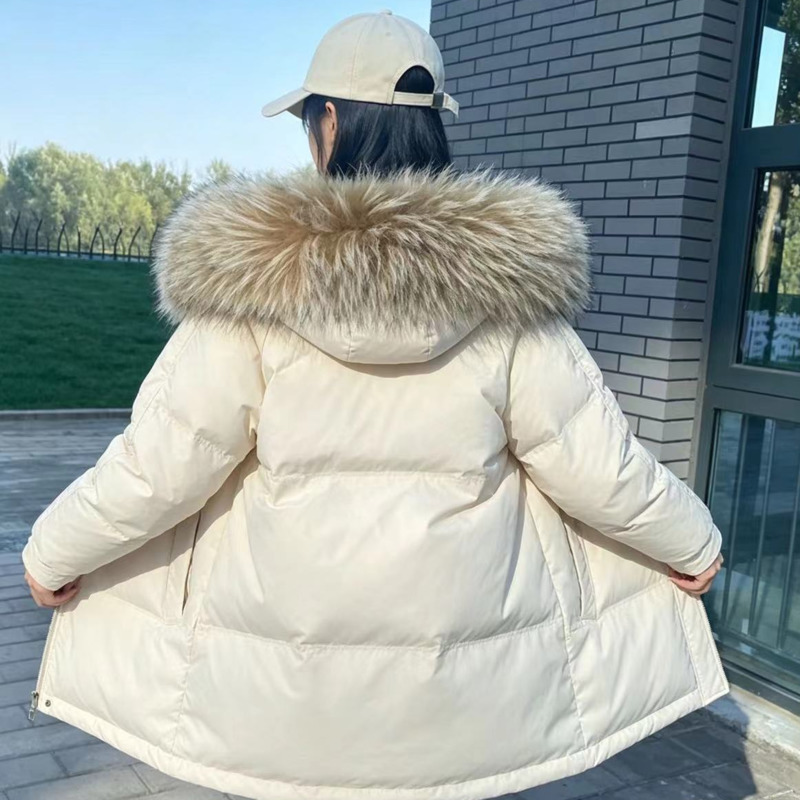 Women'S Fashion Parka - Golas de Pele de Guaxinim para