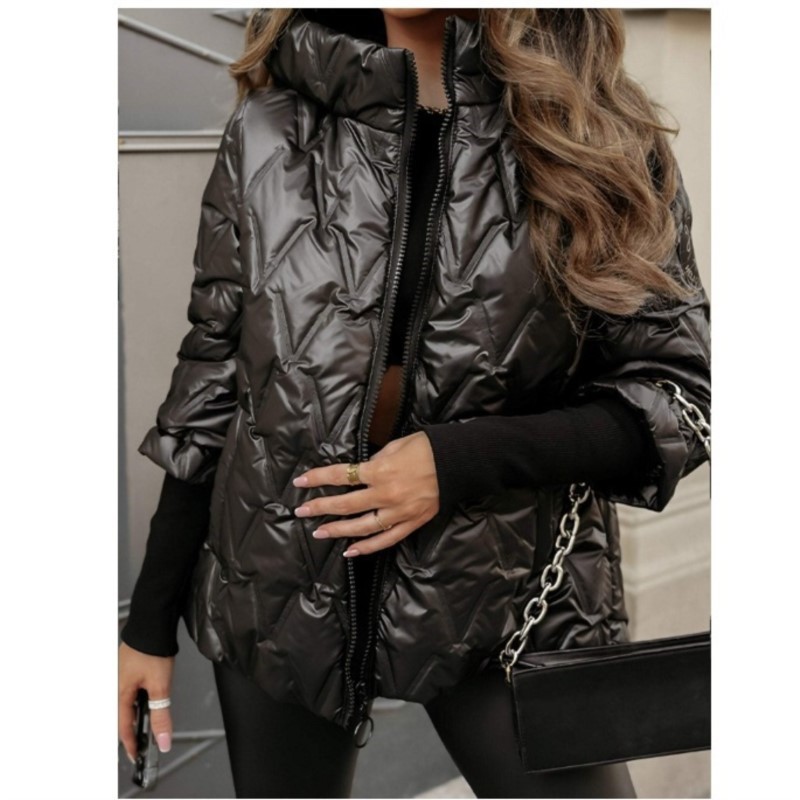 Women'S Fashion Quilted Jacket - Moda de rua com capuz acolchoado