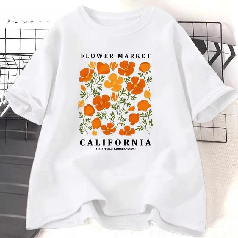 Women'S Fashion Market Size - Camiseta feminina de algodão com estampa