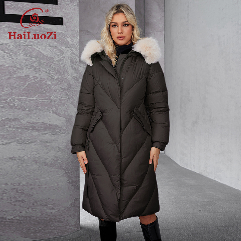 Women'S Fashion Parka - HaiLuoZi-Casaco Parka Longo com Capuz de