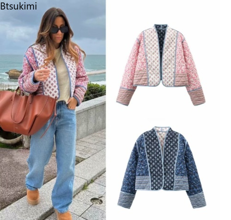 Women'S Fashion Quilted Jacket - Nova Jaqueta Feminina Reversível Acolchoada Outono
