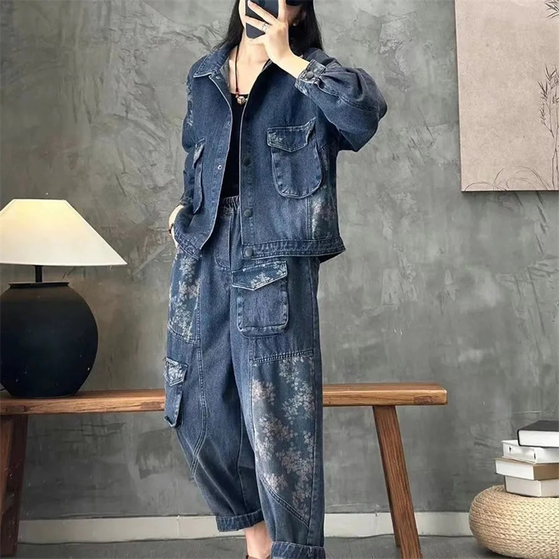 Women'S Fashion Quilted Jacket - 2025 outono denim jaqueta ternos xadrez