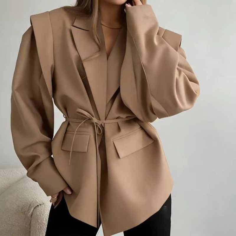 Women'S Fashion Quilted Jacket - Blazer Oversized Feminino Casual com Gola
