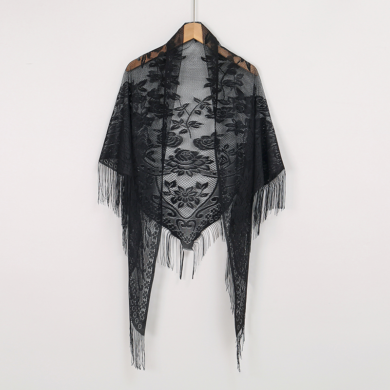 Novo lenço de renda bordado xa - Women'S Fashion Poncho avaliação e preço