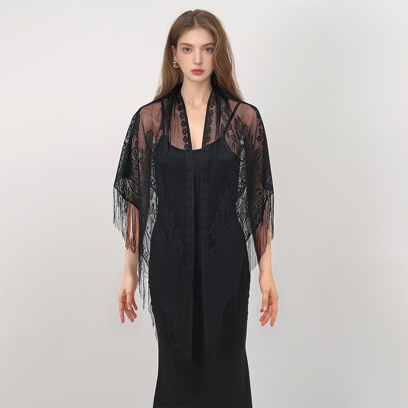 Novo lenço de renda bordado xa - Women'S Fashion Poncho avaliação e preço
