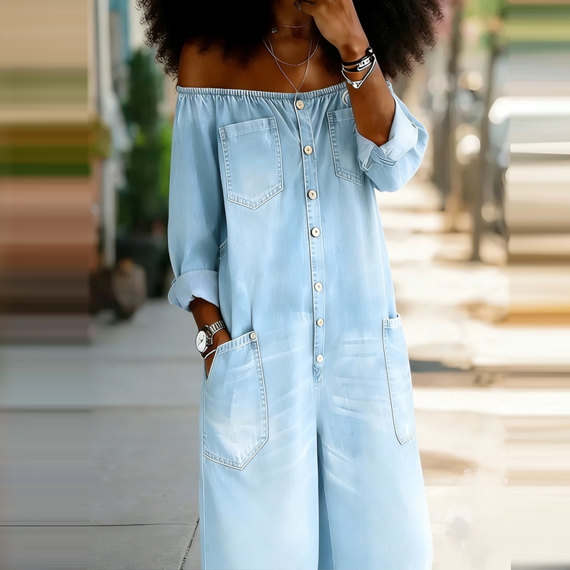 Macacão Feminino Casual de Man - Women'S Fashion Vintage Off Shoulder Long Sleeve Jumpsuit avaliação e preço