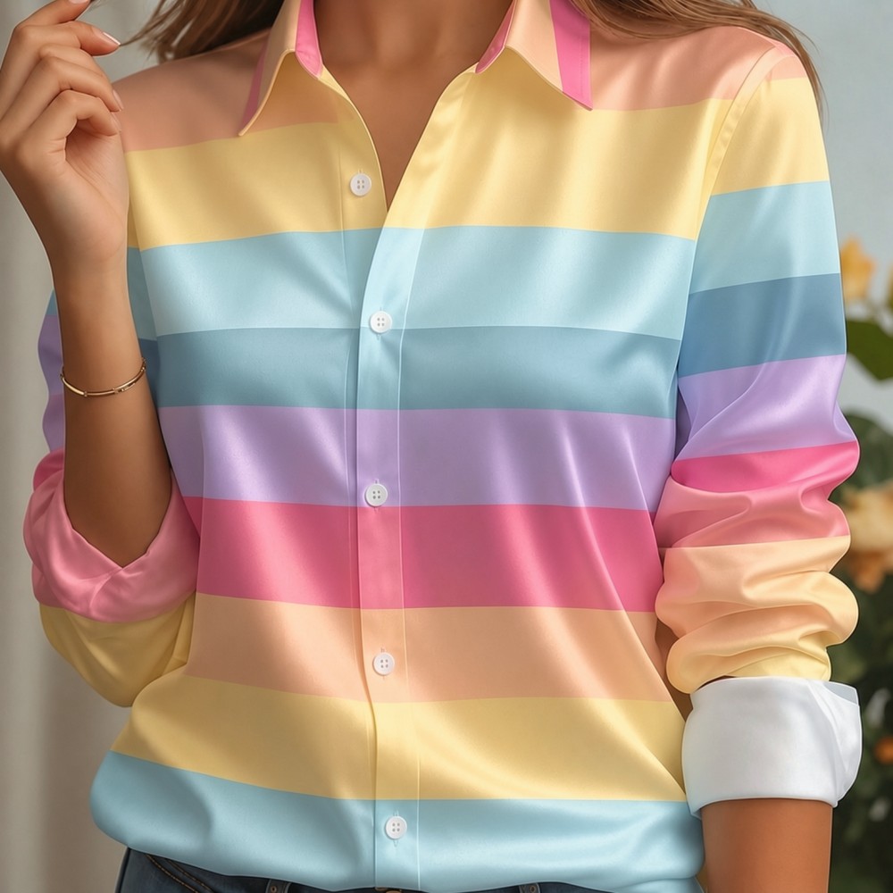 Camisa Feminina de Cetim com G - Women Fashion Blouse avaliação e preço