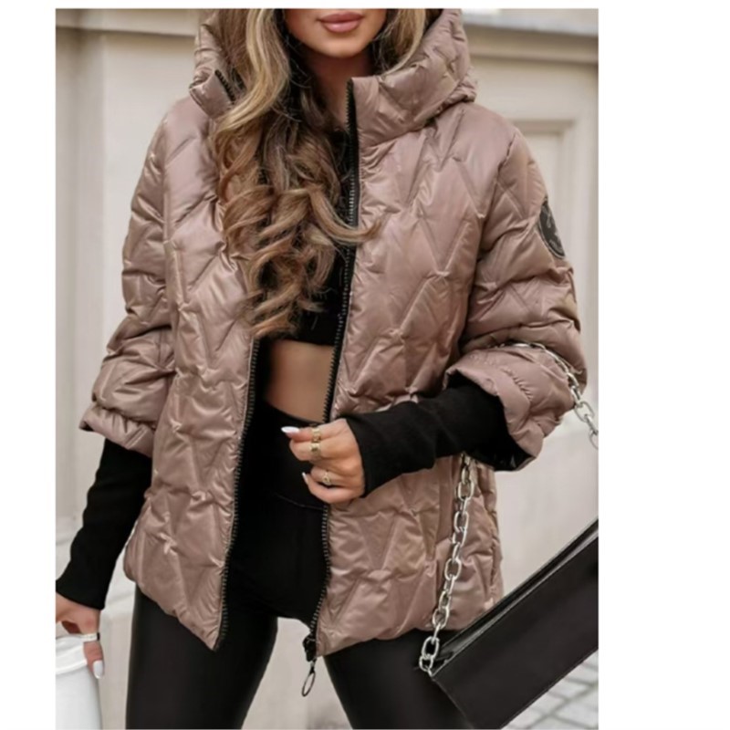 Moda de rua com capuz acolchoa - Women'S Fashion Quilted Jacket avaliação e preço