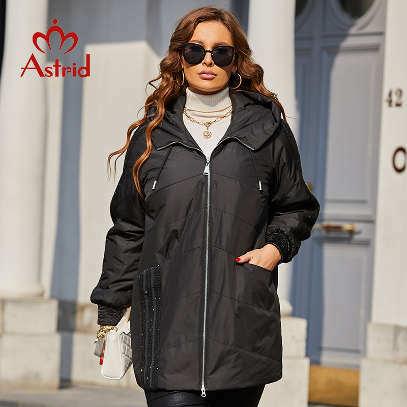Astrid-Parkas com capuz femini - Women'S Fashion Quilted Jacket avaliação e preço