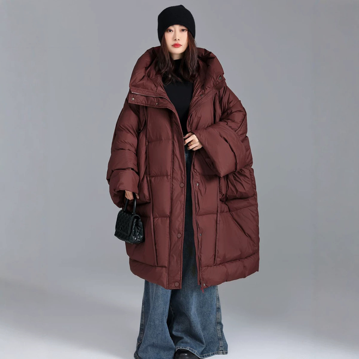 Inverno sólido gola solta para - Women'S Fashion Parka avaliação e preço