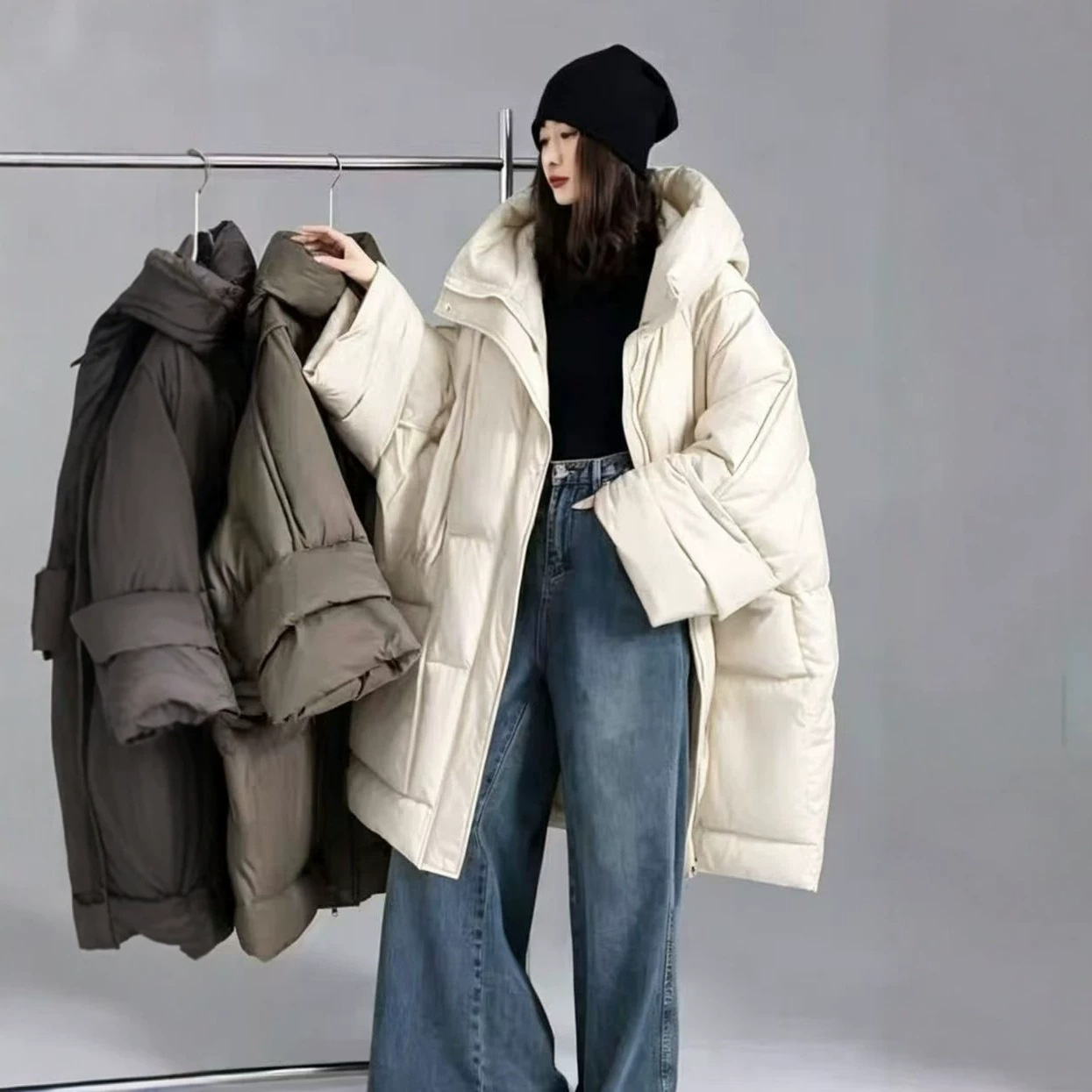 Inverno sólido gola solta para - Women'S Fashion Parka avaliação e preço
