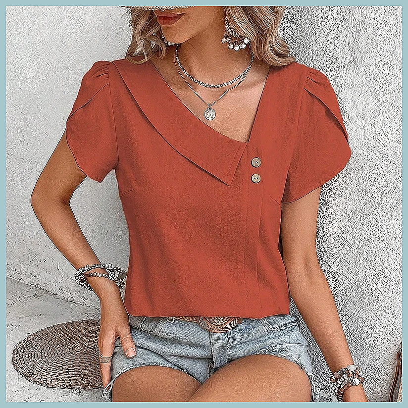 Blusa Vintage de Cor Sólida pa - Women Fashion Blouse avaliação e preço